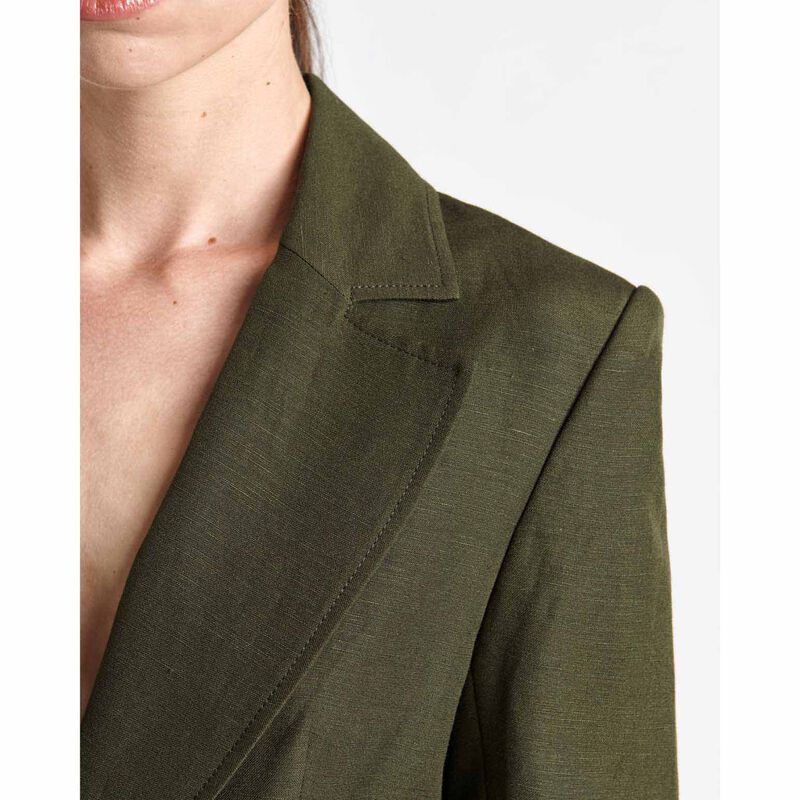 Cue Dark Olive Linen Blend Hourglass Blazer image number 2